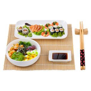 Set sushi de 12 piezas (porcelana + bambu + madera) bergner colección foodies