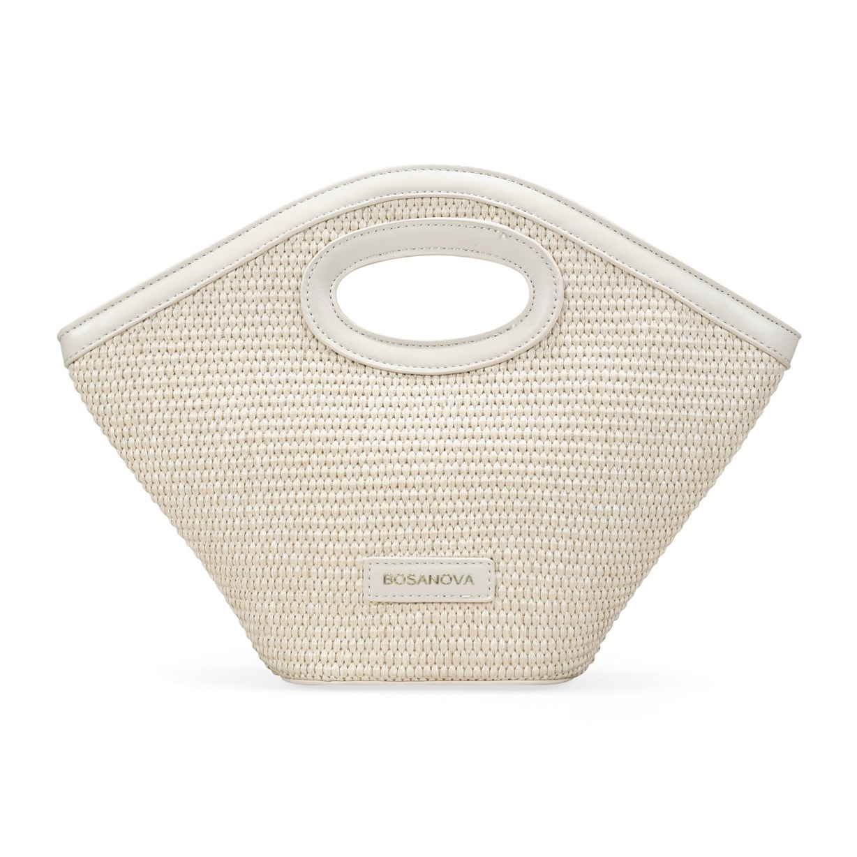 Capazo de mano beige en rafia