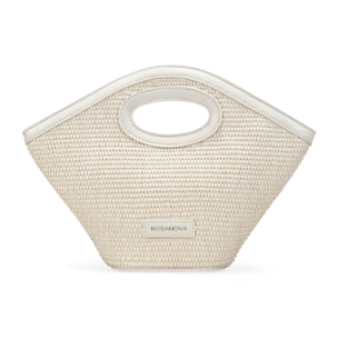 Capazo de mano beige en rafia
