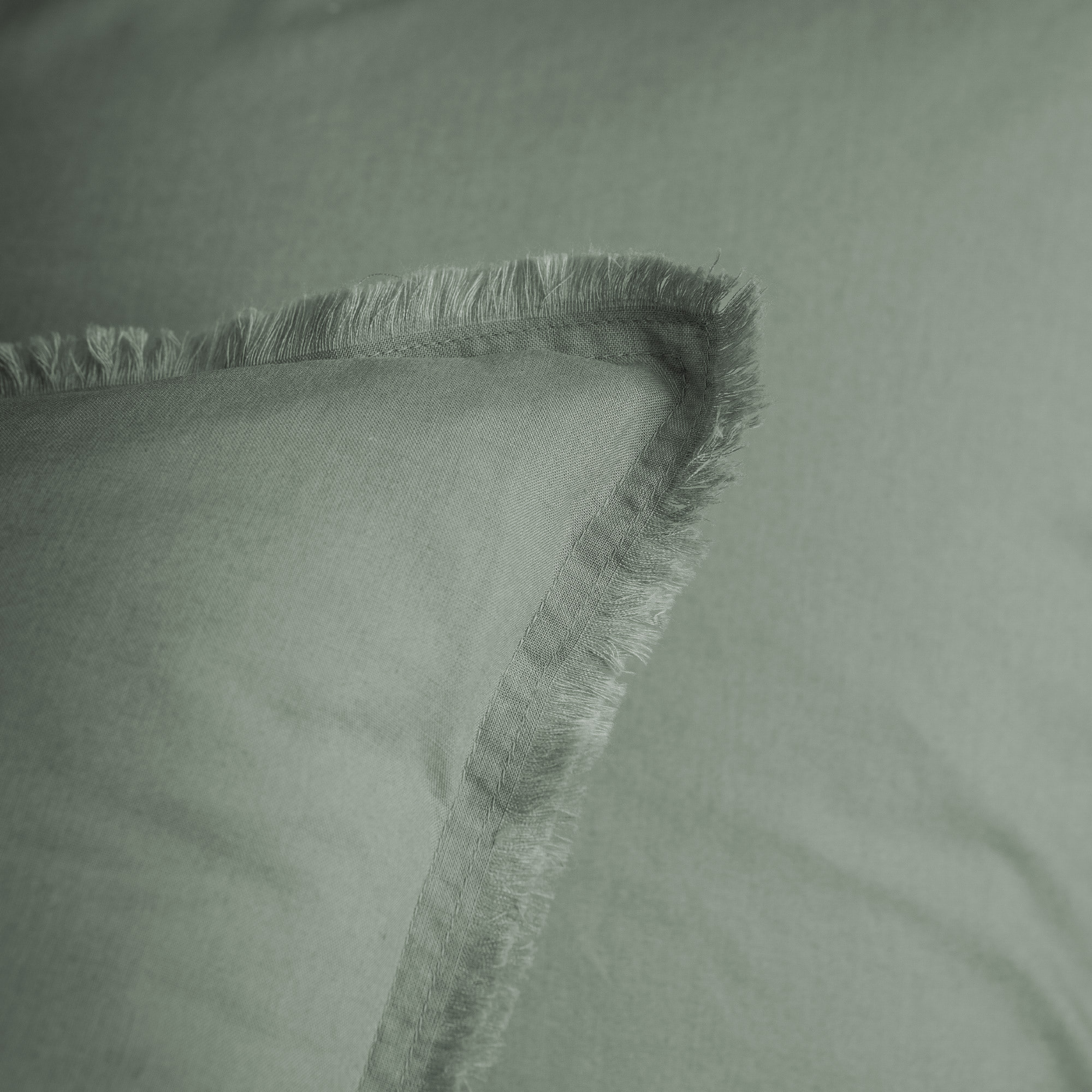 Parure de lit unie en coton taies à franges, COTON LAVÉ