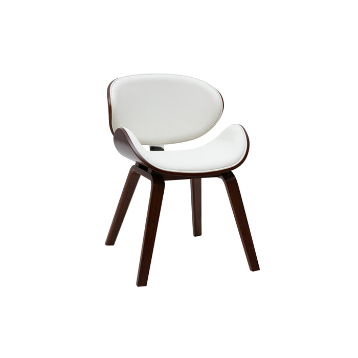 Chaise design blanche et bois foncé noyer WALNUT