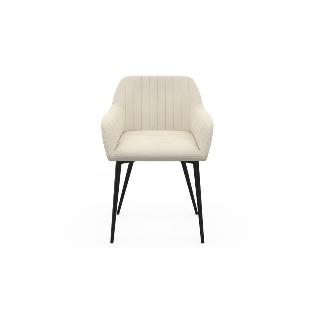 Chaises avec accoudoirs Ariana en velours et pieds métal - lot de 2 - Crème