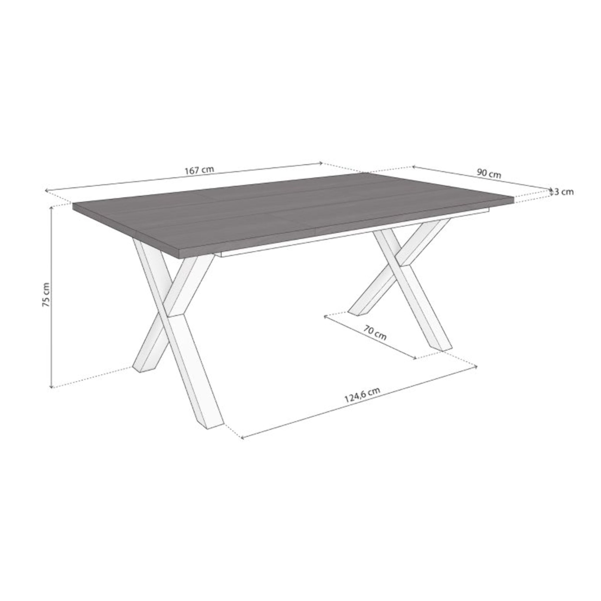 Mesa de comedor Oana 170 Negro Blanco