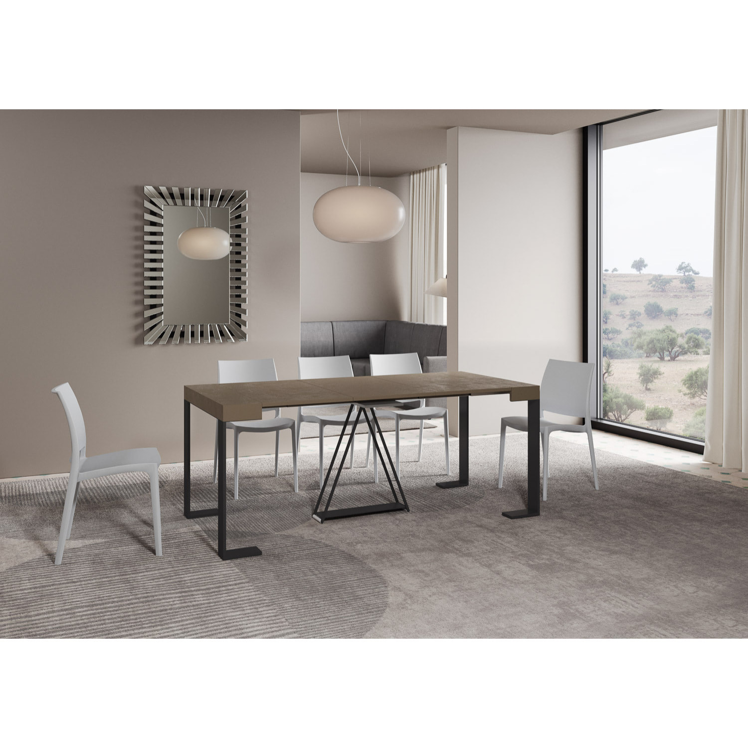 Consolle allungabile 90x40/196 cm Zamat Small tortora telaio antracite