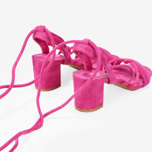 Sandalias rosa con tacón ancho