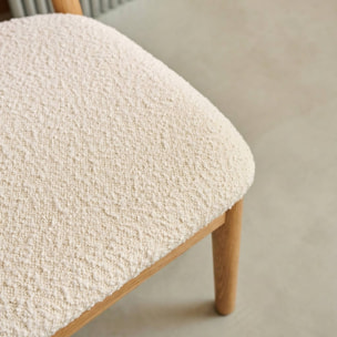 Chaise bois d'hévéa et tissu bouclette (lot de 2)  PAOLA