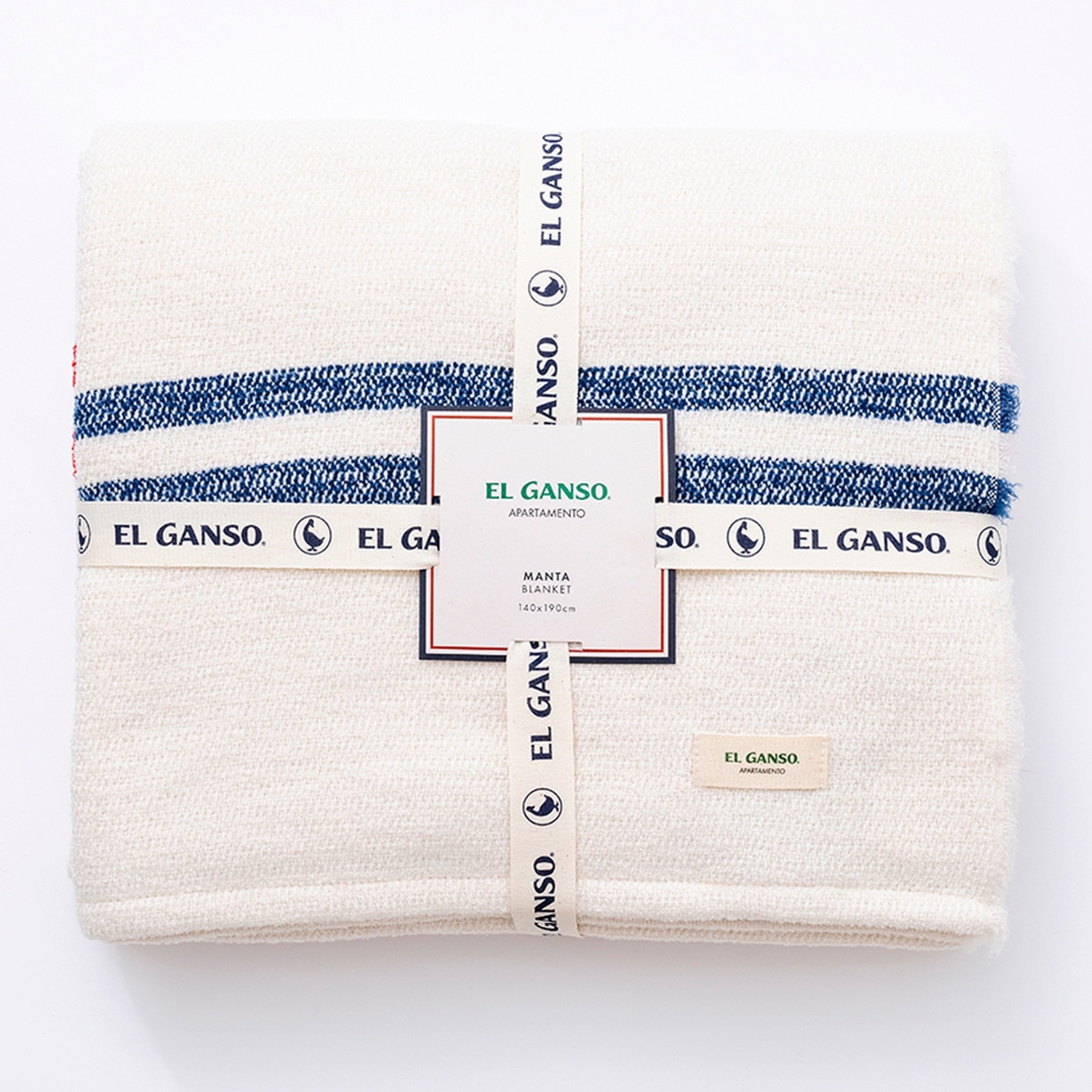 Manta de punto 140x190cm 340gr hilo teñido color crudo el ganso