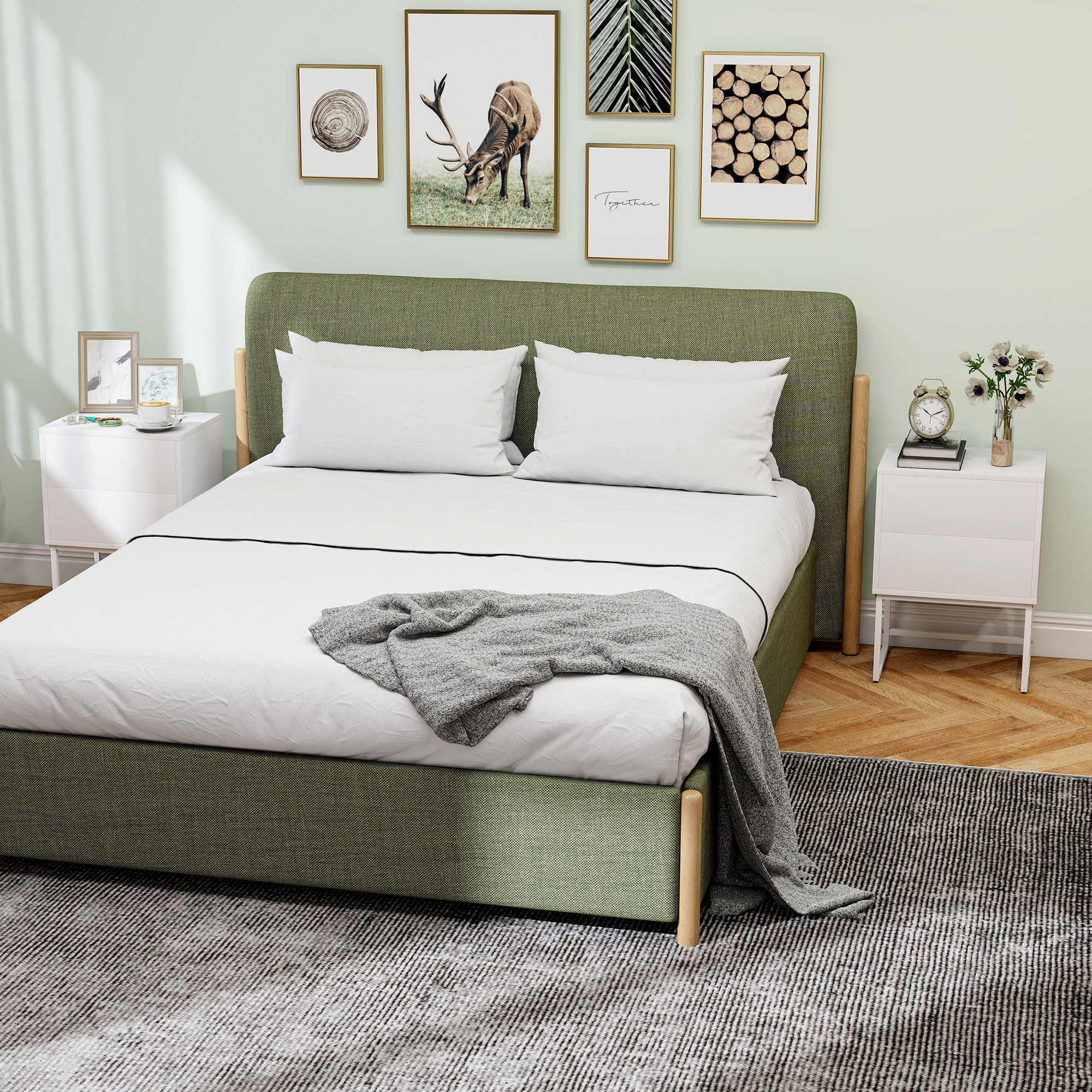 Pack de 2 Mesitas de Noche Estrechas Mesillas de Noche Dormitorio con 2 Cajones Apertura por Presión y Patas de Acero Estilo Moderno 40x30x55 cm Blanco