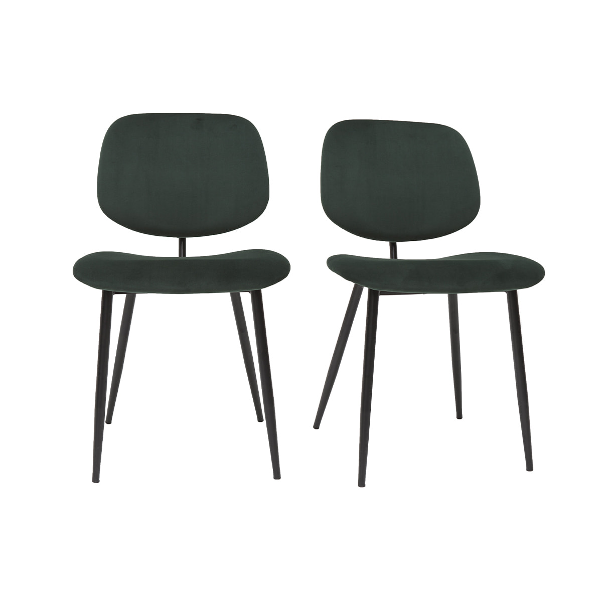 Chaises en tissu velours vert et métal noir (lot de 2) TOBIAS