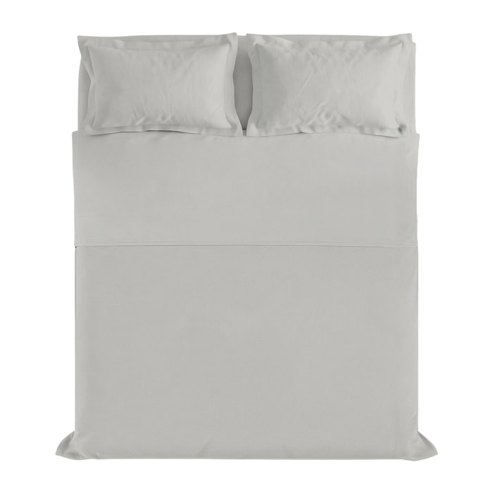 COMPLETO LETTO RASO CLOE, 100% Raso di Cotone, Made in Italy - GRIGIO CHIARO