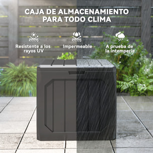 Arcón Exterior Capacidad 121L, Baúl Almacenaje Exterior de Plástico con 2 Asas y Tapa Bloqueable, Impermeable, Resistente a la Intemperie, para Jardín, Terraza, Patio, 56x45x53 cm, Negro