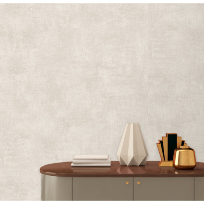 Papier peint uni effet toile lin gris perle