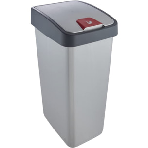 Cubo de Basura Premium con Tapa Abatible, Tacto Suave, color Plateado