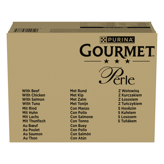 GOURMET PERLE Sachets Repas Chat Filettines Bœuf, Poulet, Saumon, Thon 96x85g