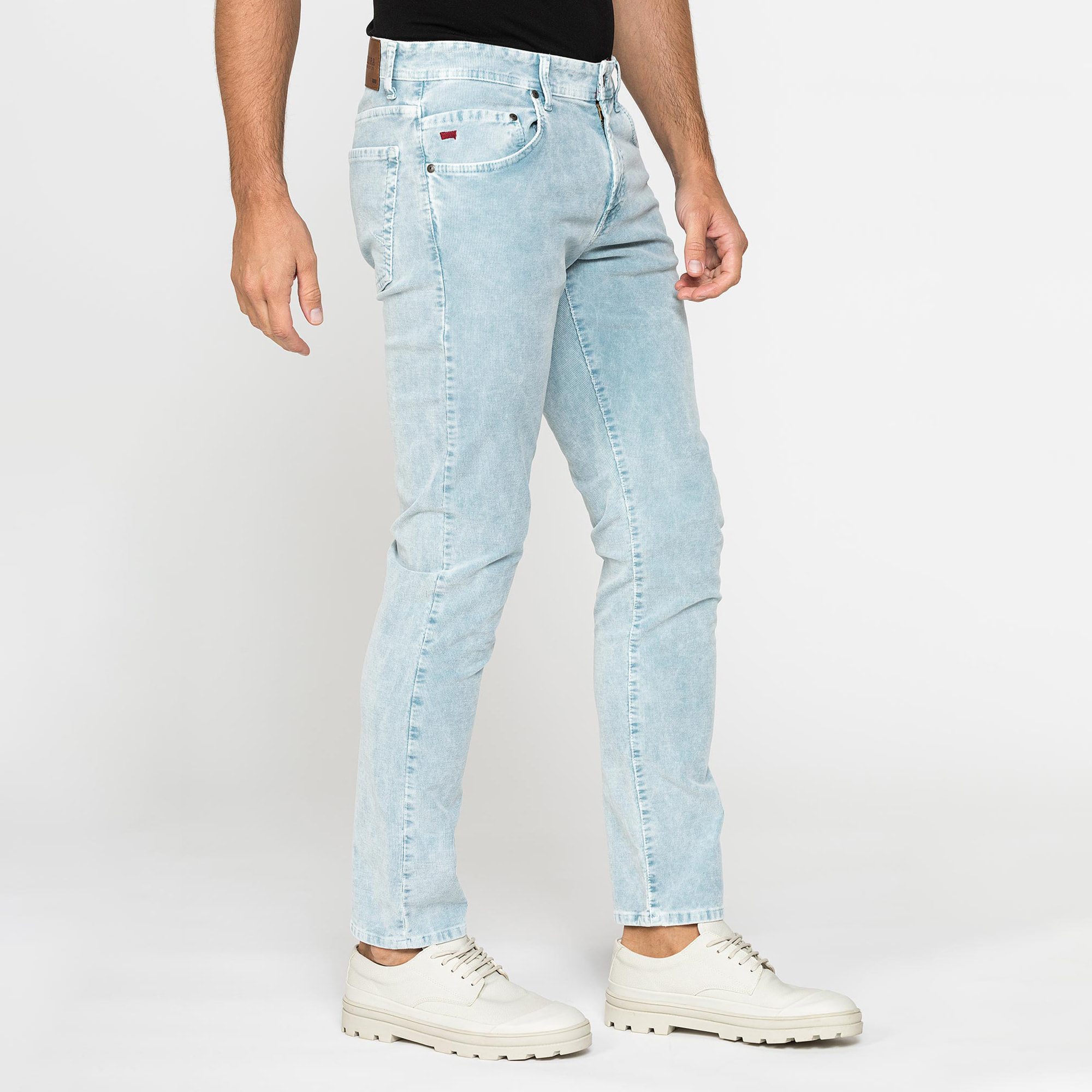 PANTALONE SLIM FIT IN VELLUTO STRETCH TINTURA ACID WASH