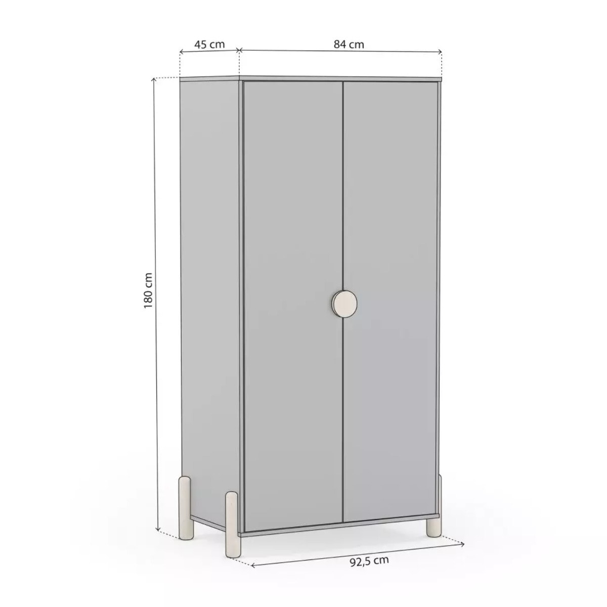 Armario juvenil de 2 puertas en verde salvia y oak soft 92,5x180 cm Misty Dawn Verde Salvia - Oak Soft