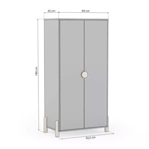 Armario juvenil de 2 puertas en verde salvia y oak soft 92,5x180 cm Misty Dawn Verde Salvia - Oak Soft