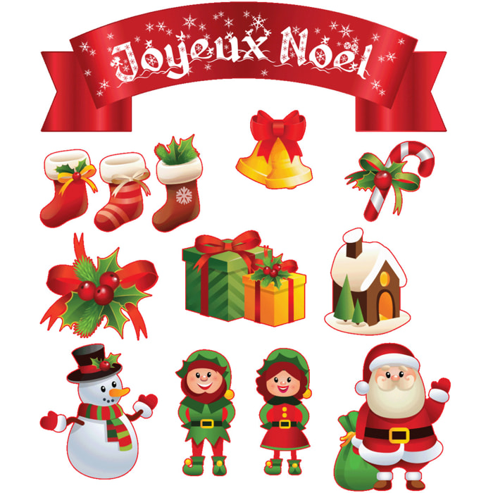 Sticker Noël décoration Joyeux Noël - Autocollants stickers adhésifs noël - décoration fêtes