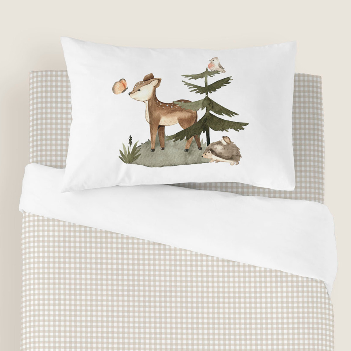 Cool Kids - Funda Nórdica Estampada - Reversible - Infantil - Cierre Solapa - 100% Algodón - Incluye 1 Funda de Almohada - Cuna/Maxicuna - Woodland