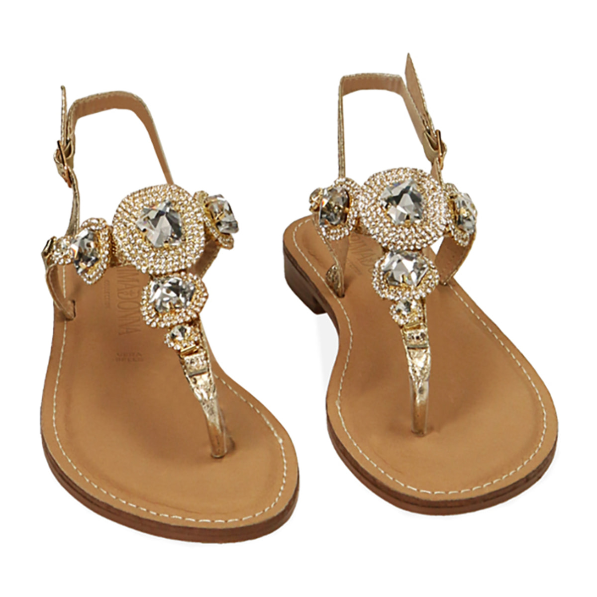 Sandalias planas con estampado de víbora dorada
