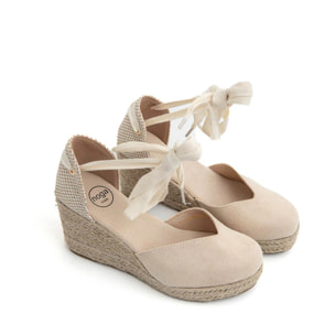 Espadrillas suede-touch con zeppa - BEIGE