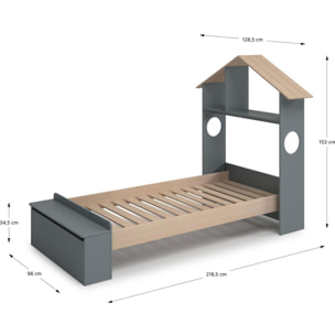 Lit enfant cabane et coffre de rangement - ANATOLE