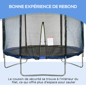 Trampoline d'extérieur Ø 305 cm avec filet de sécurité, poteaux rembourrés et échelle