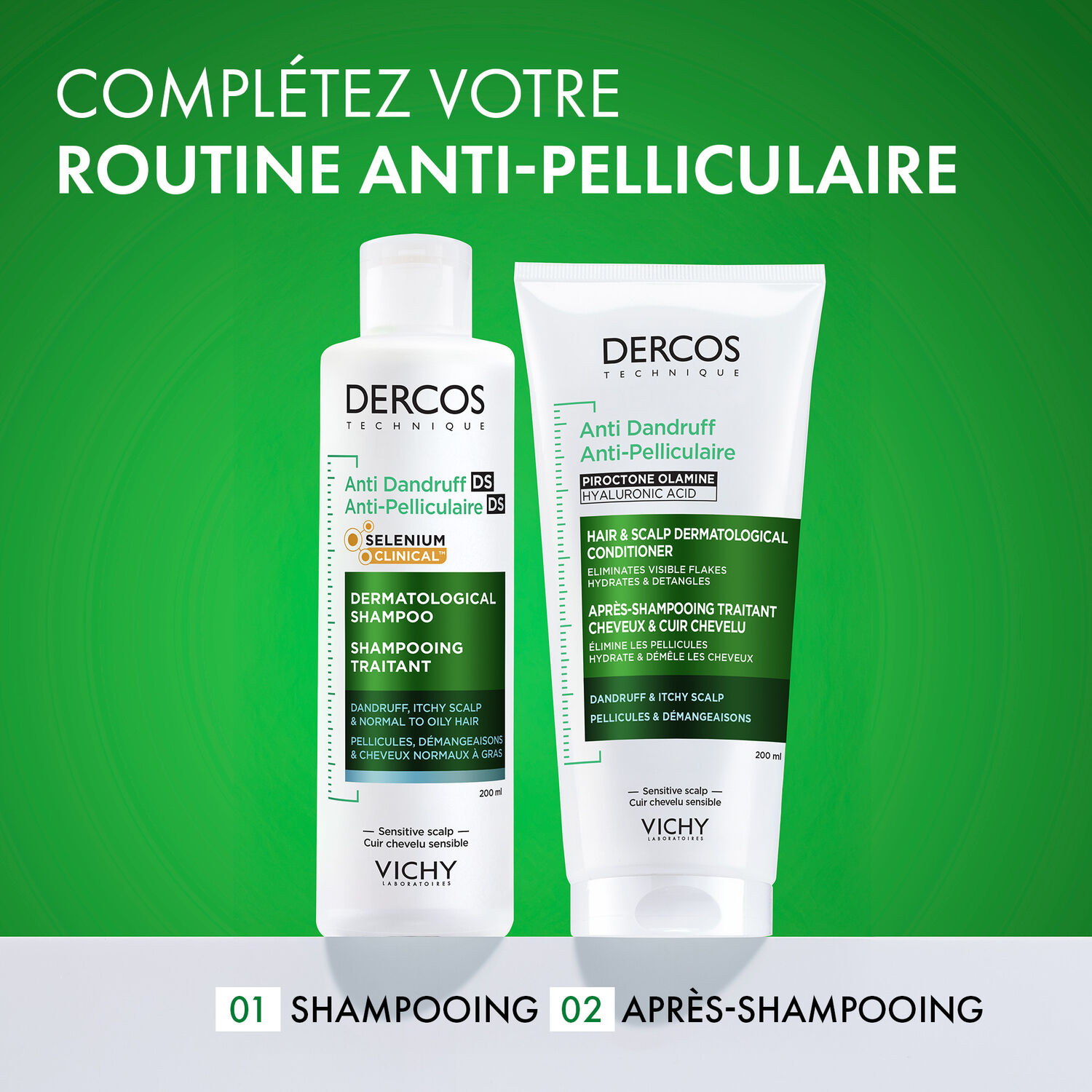 Dercos - Shampooing Traitant Pellicules & Démangeaisons Cheveux Normaux à Gras