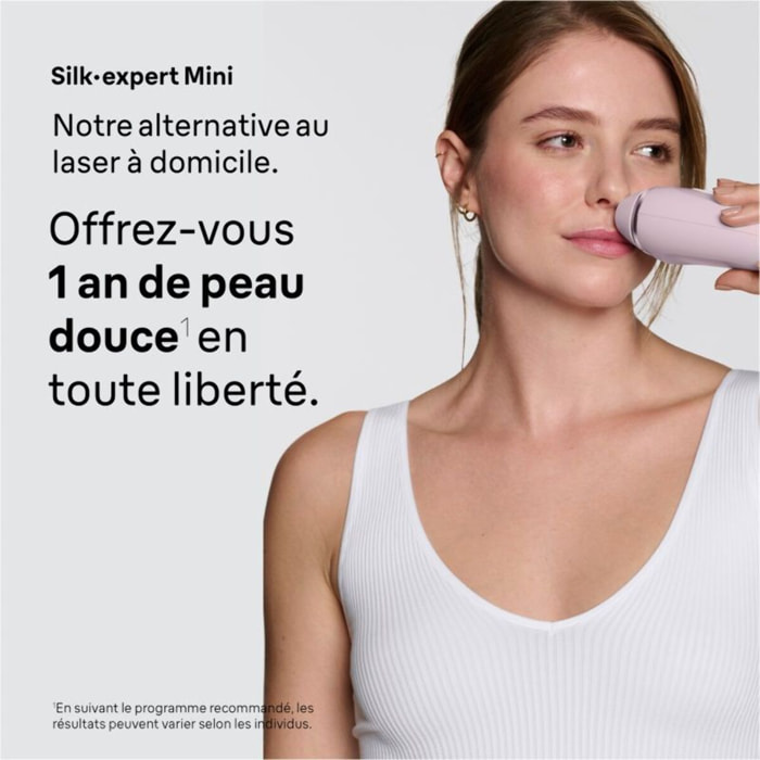 Epilateur lumière pulsée BRAUN IPL PL1114 Silk-expert Mini, 1 teêt, 1 rasoir gillette Venus, 1 pochette