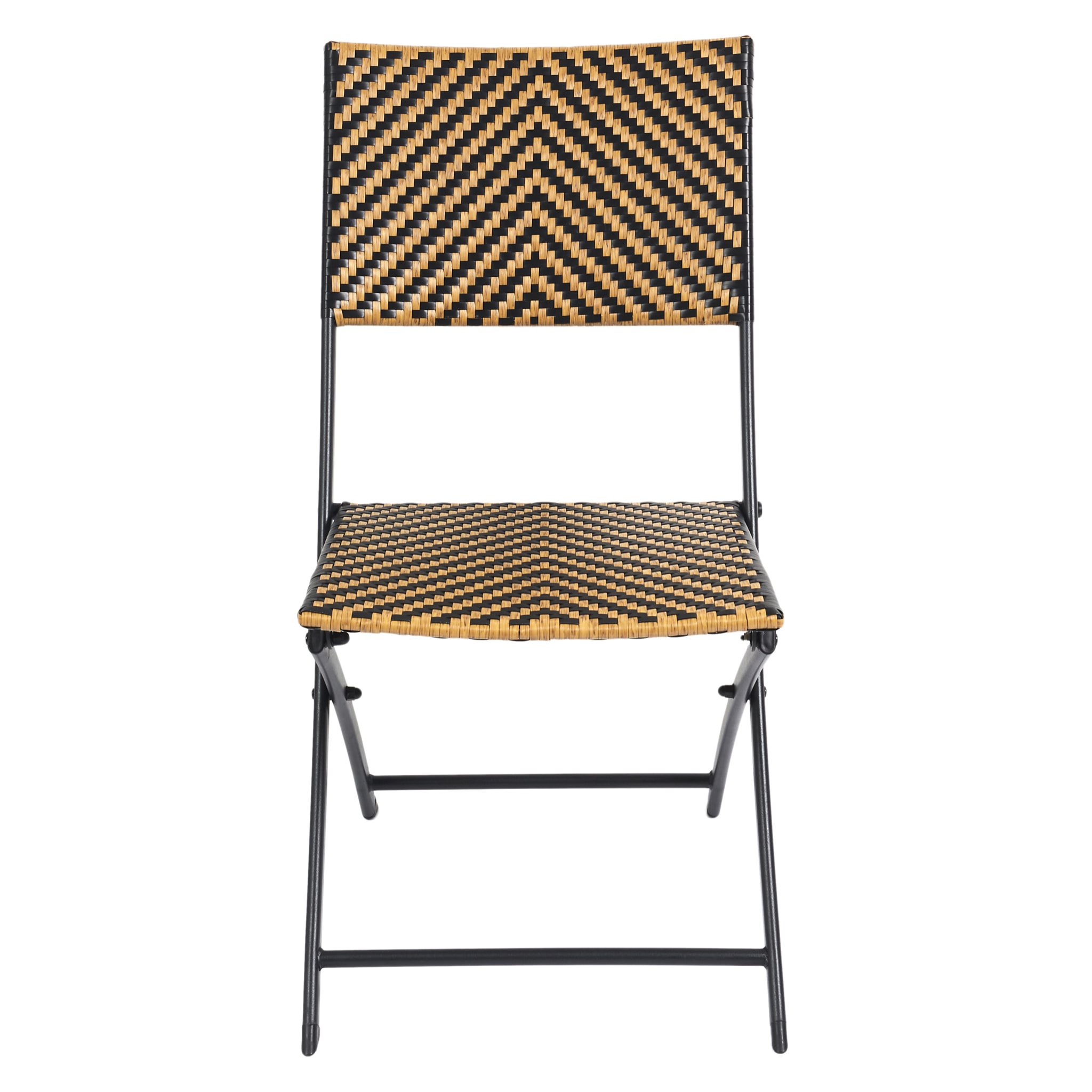 Chaise Pliante Tresse Noir Et Naturel - Lot De 4