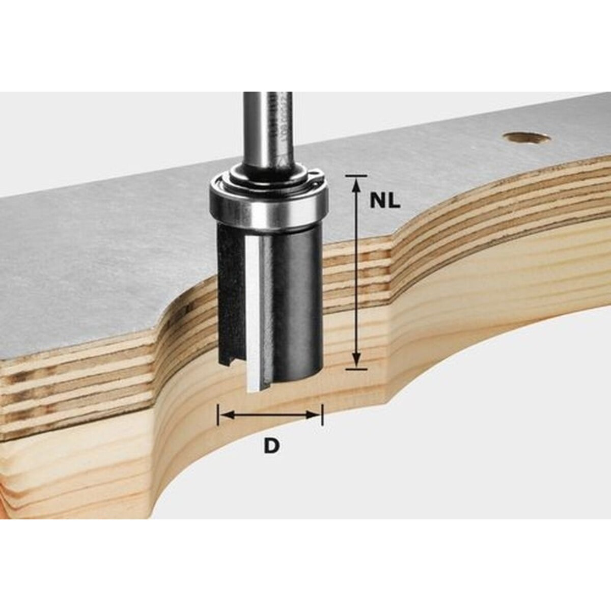 Fraise à affleurer HW avec queue de 8mm FESTOOL HW S8 D19/NL25 - 491028