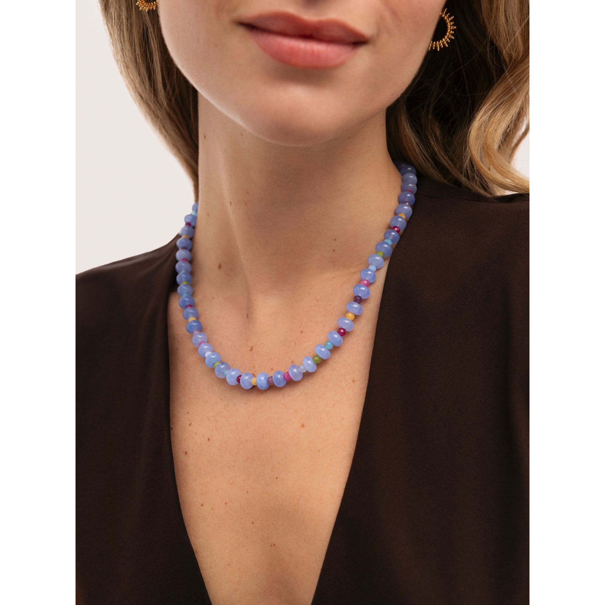 Collana Skycolor Stones Acciao Placcato Oro
