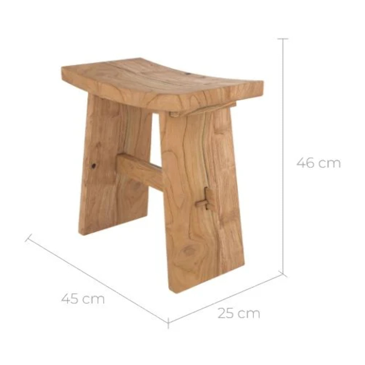 Tabouret en bois de teck recyclé - Eka