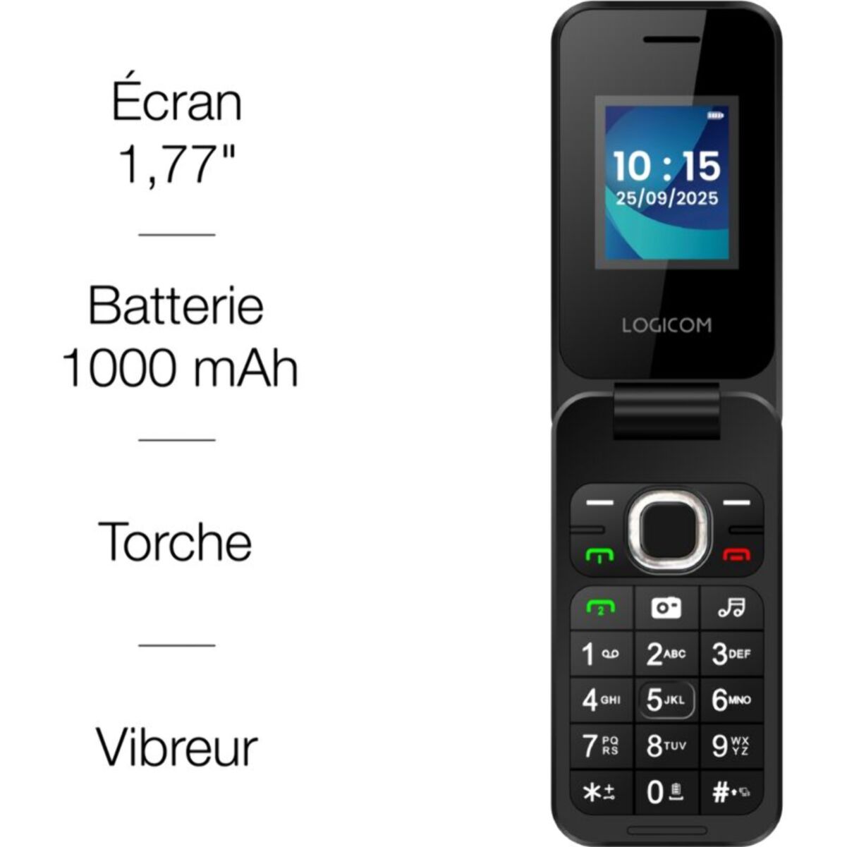 Téléphone portable LOGICOM Fleep 460 Noir