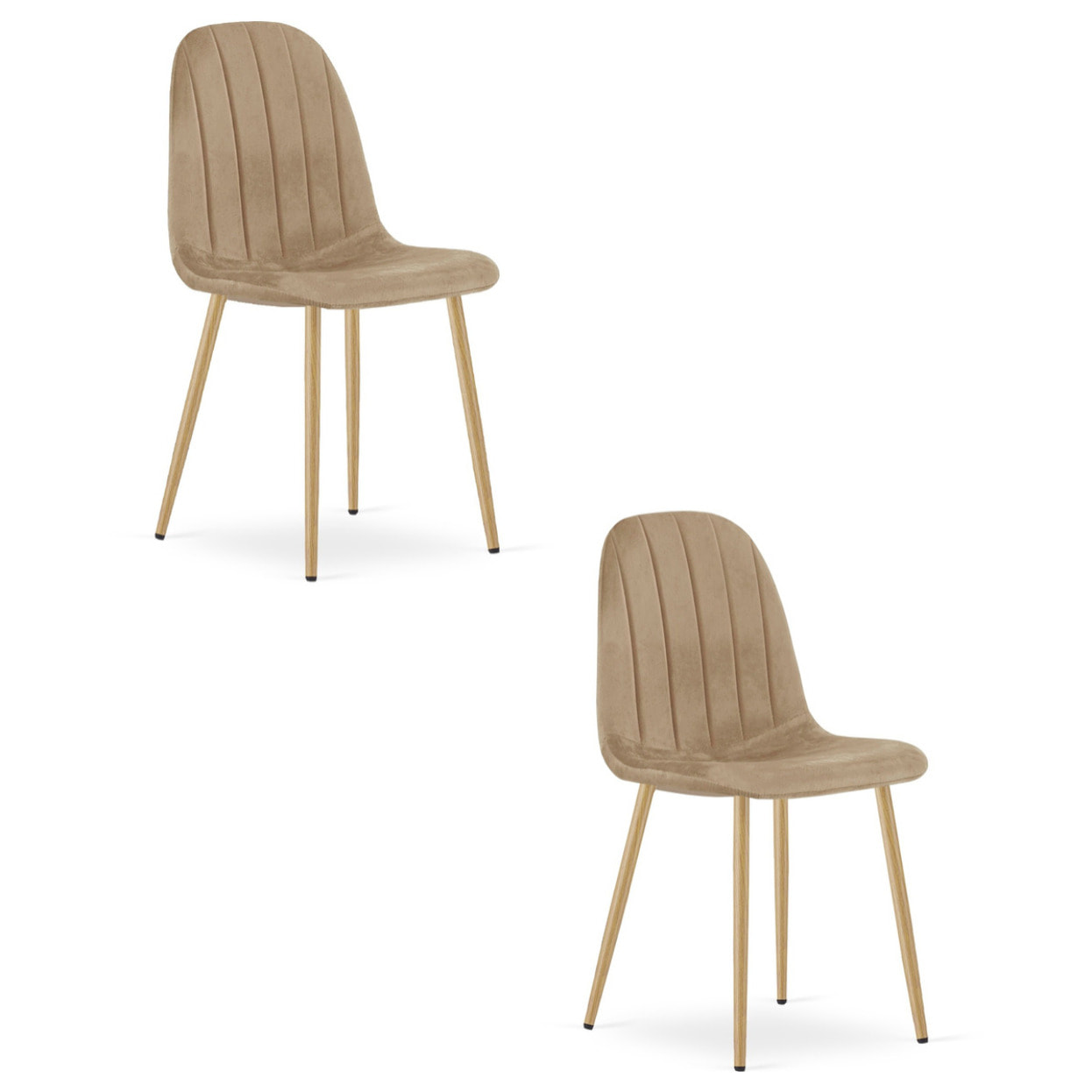 Set di 2 sedie Padva in velluto marrone e gambe effetto rovere
