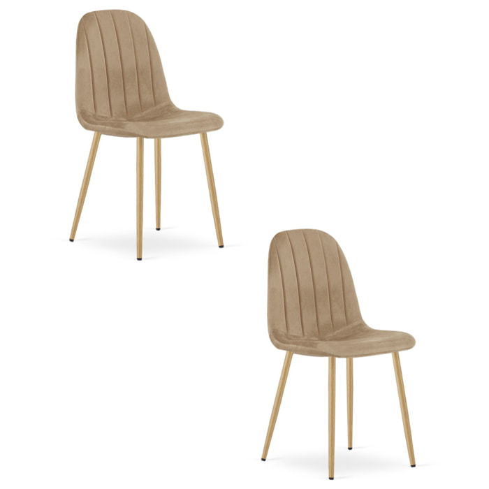 Set di 2 sedie Padva in velluto marrone e gambe effetto rovere