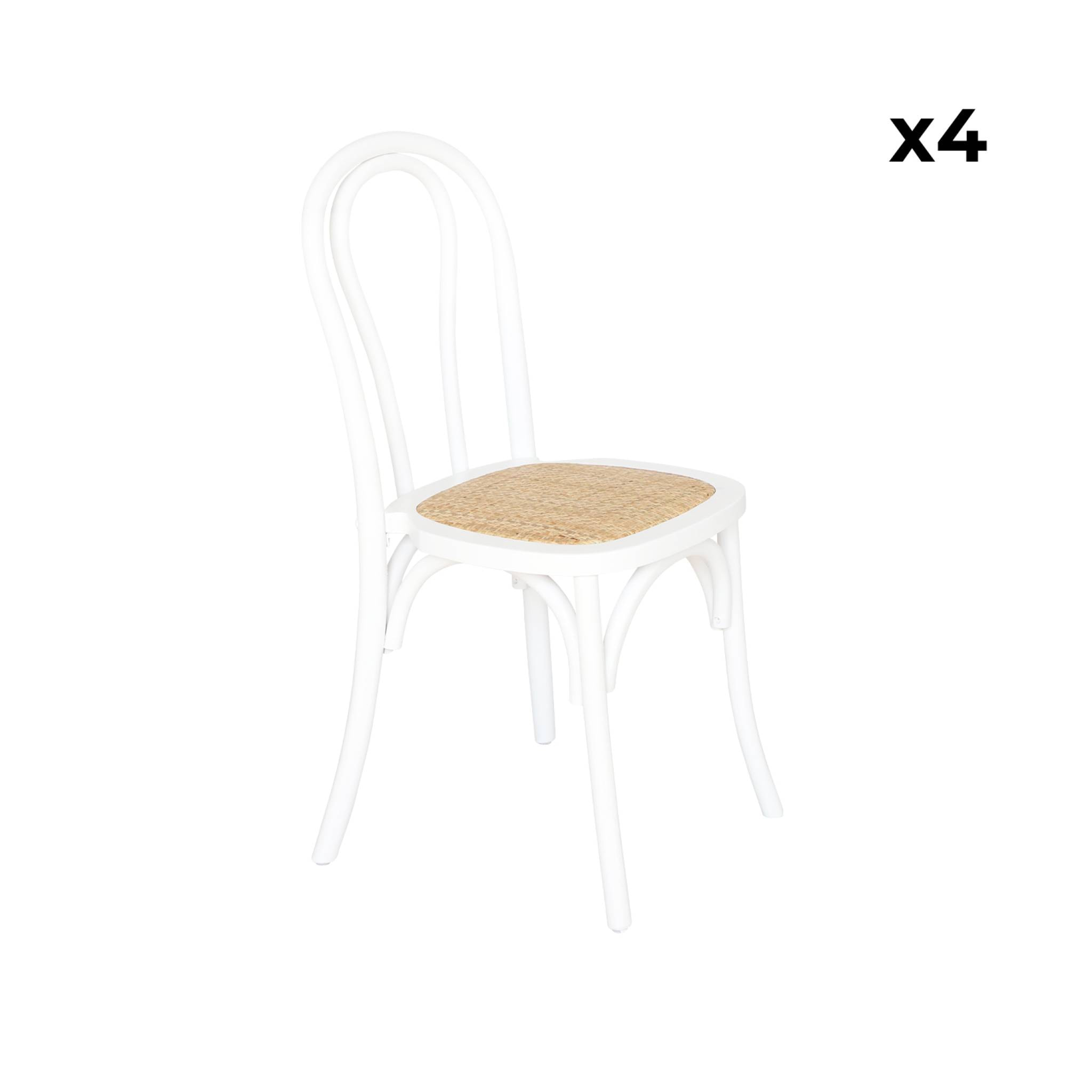 Chaise vintage bois et rotin (lot de 4) BASTILLE