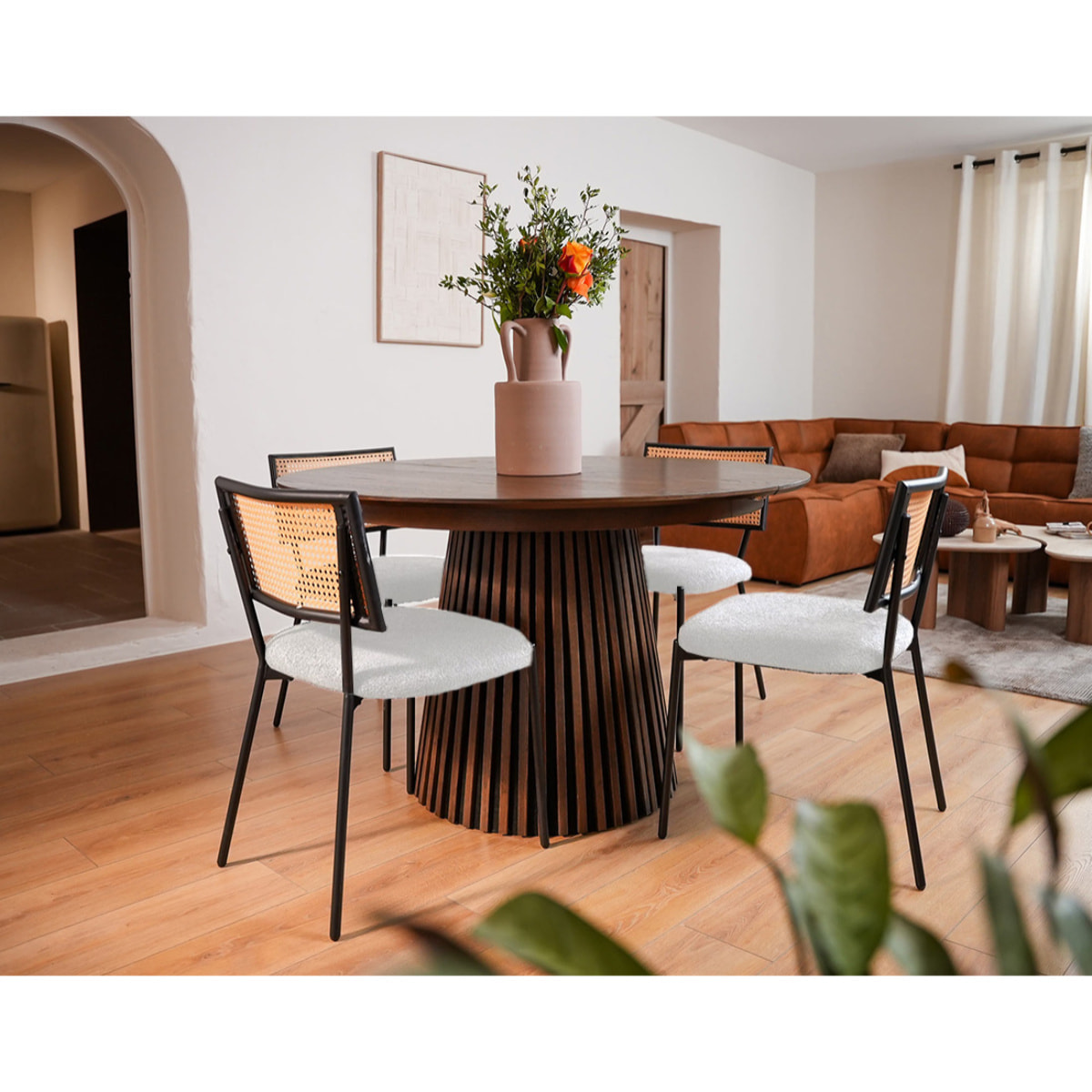 Luciano - lot de 2 chaises - en tissu bouclette - Beige