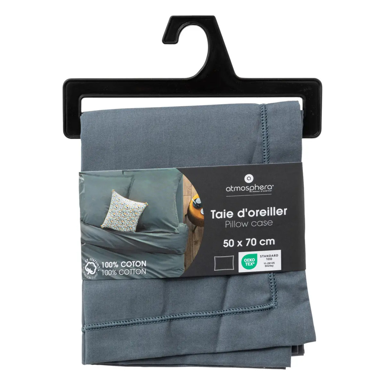 Taie d'oreiller "Carina" coton 50x70cm bleu orage