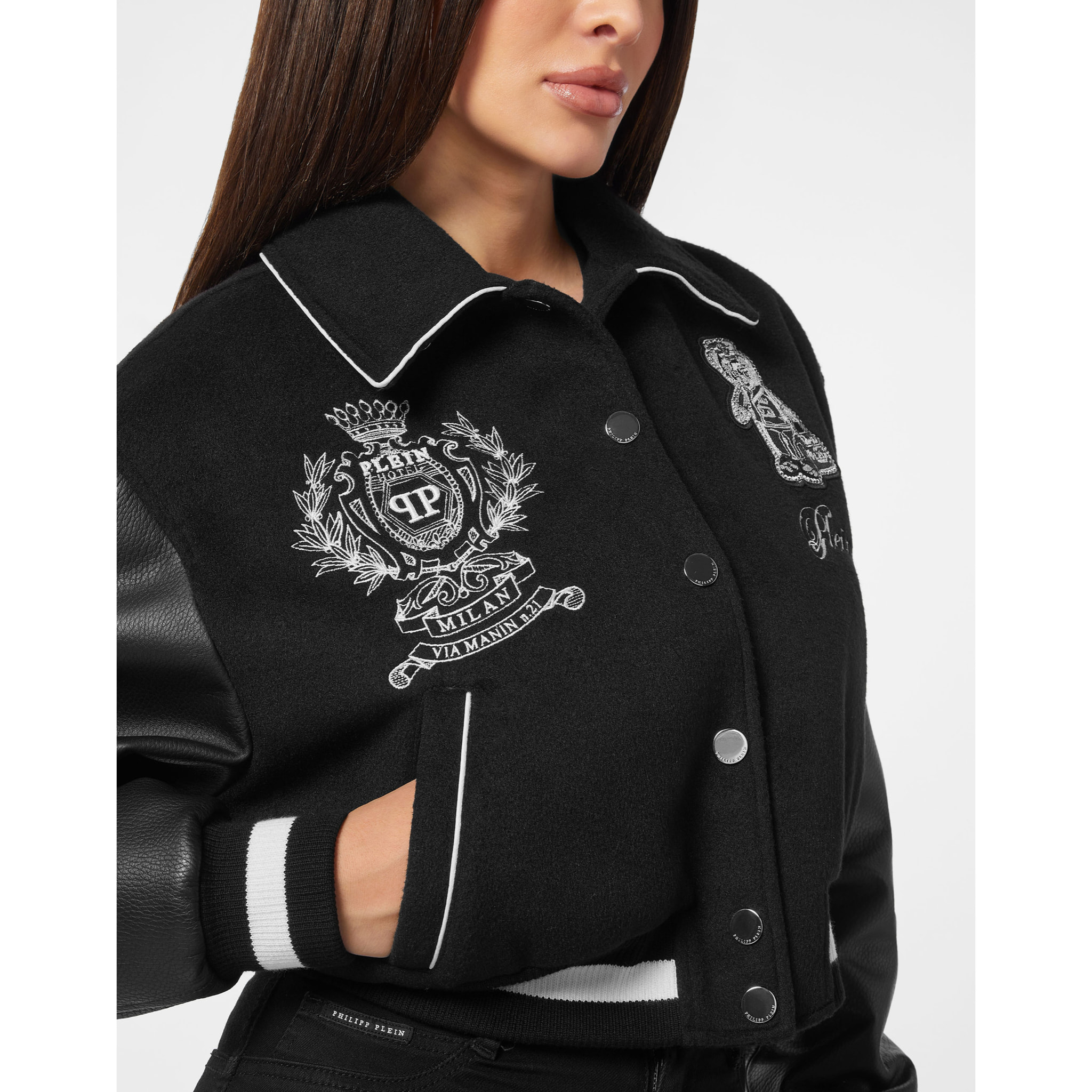 PHILIPP PLEIN Leather Bomber TEDDY