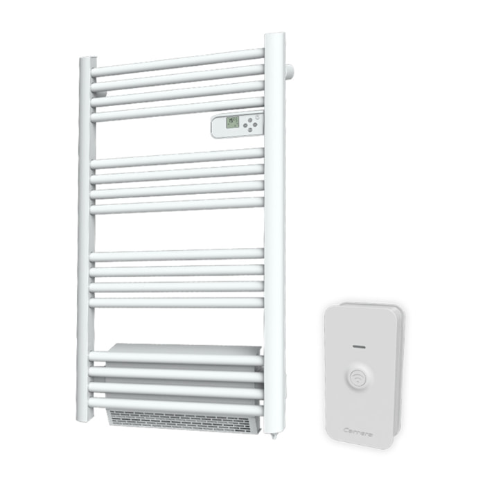 Sèche-serviettes avec soufflerie LCD sans fluide blanc 1500W connecté