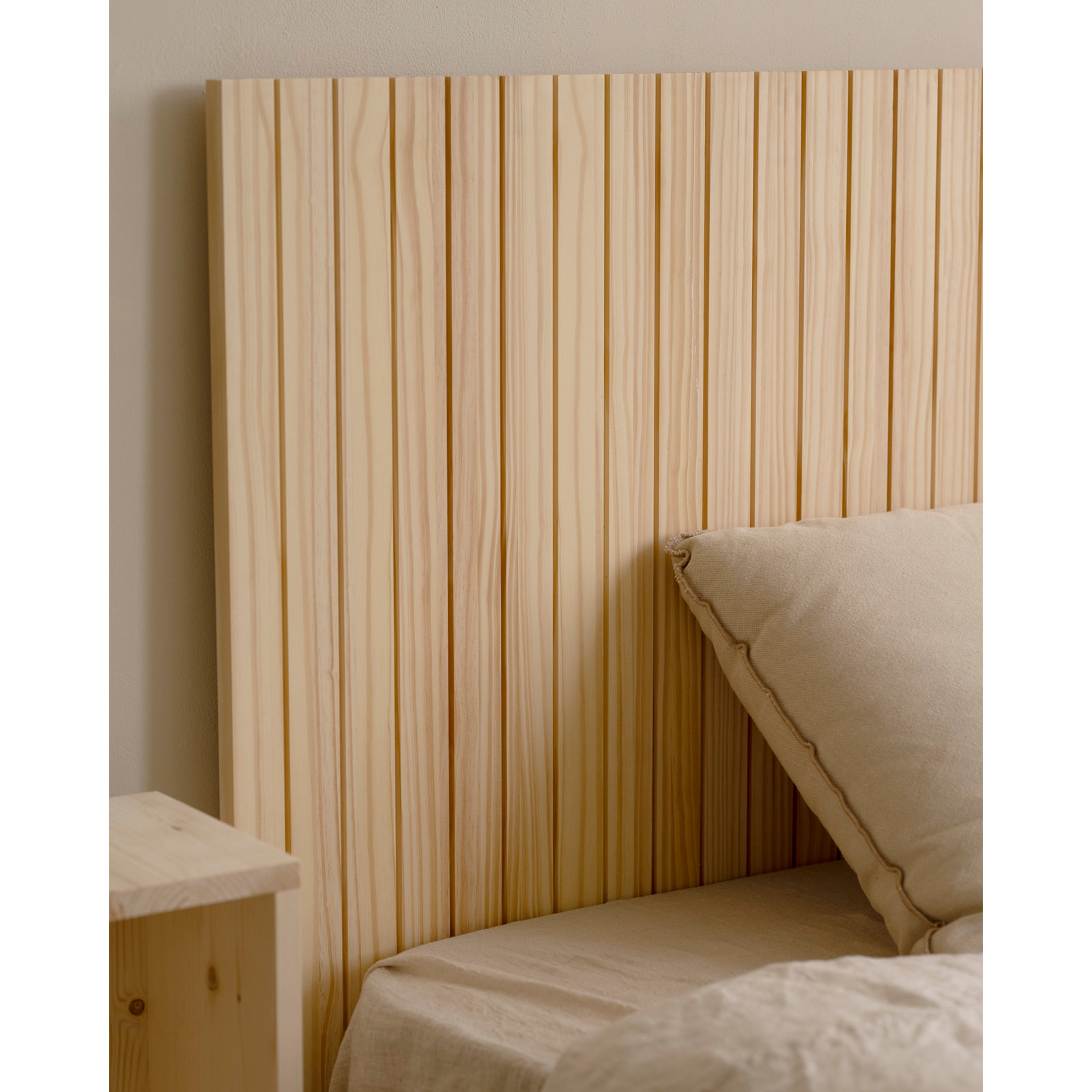 Cabecero ranurado de madera maciza tono natural de varias medidas