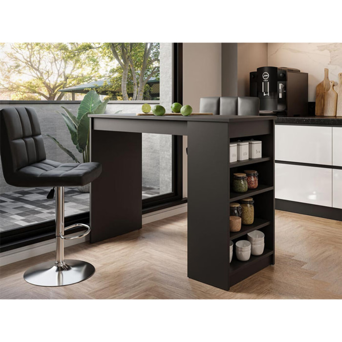 Drazic - table de bar avec rangements - noir - de 2 à 4 personnes - Noir