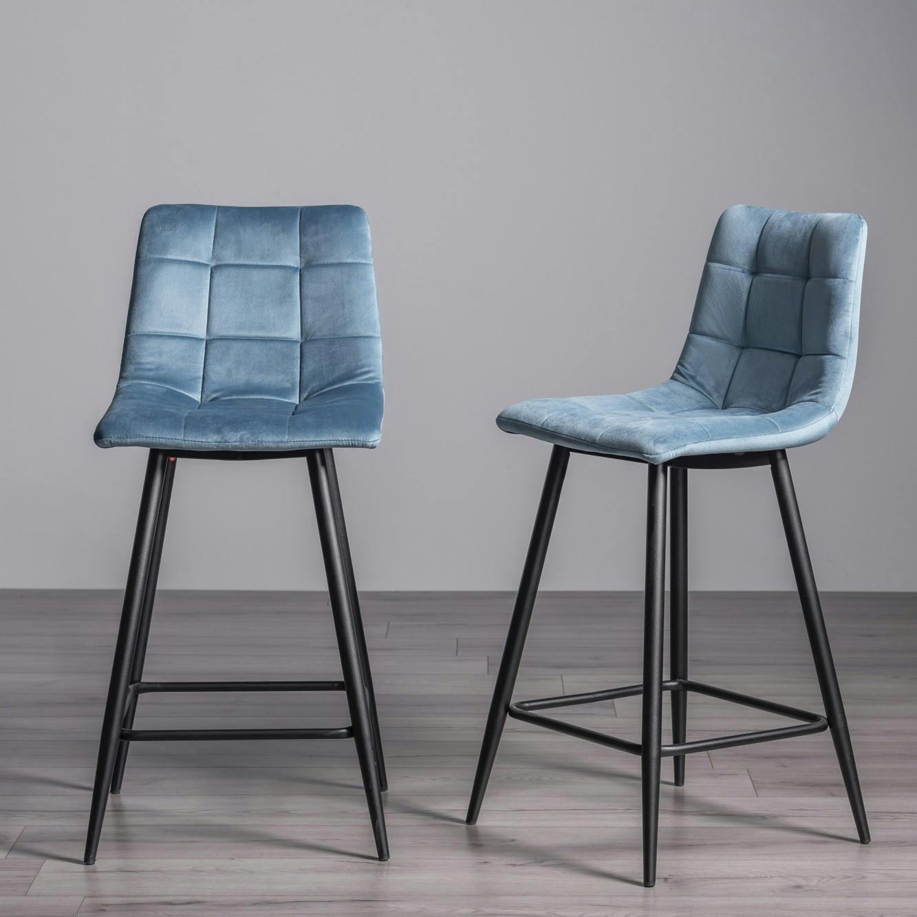 Chaise de bar en velours bleu (lot de 2) ALTA