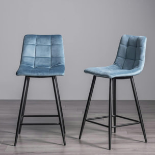 Chaise de bar en velours bleu (lot de 2) ALTA