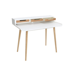 Bureau avec rangements scandinave bois clair et blanc L110 cm OPUS