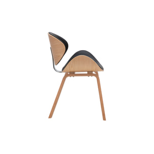Chaise design noire et bois clair WALNUT