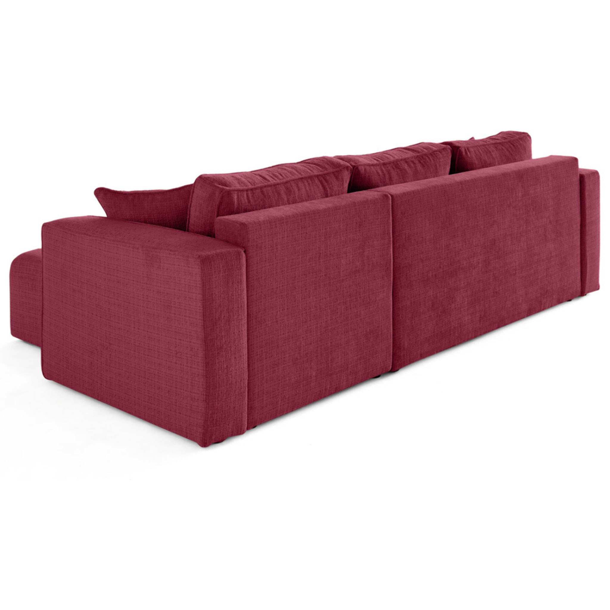 Topaze - canapé d'angle déhoussable réversible 4 places en velours texturé - Prune
