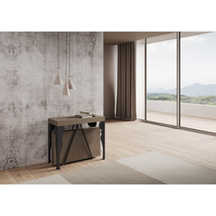 Consolle allungabile 90x40/300 cm Riza tortora telaio antracite
