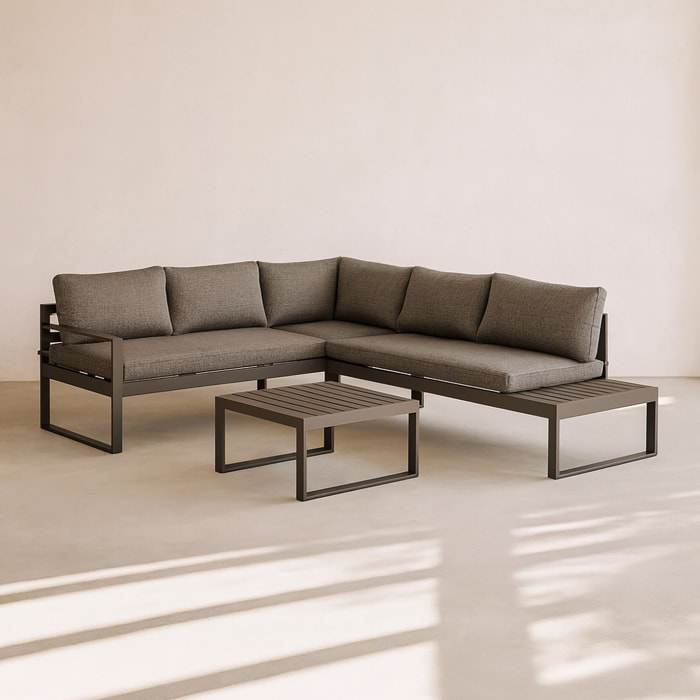 Salon de jardin en aluminium moka 5 places PISA